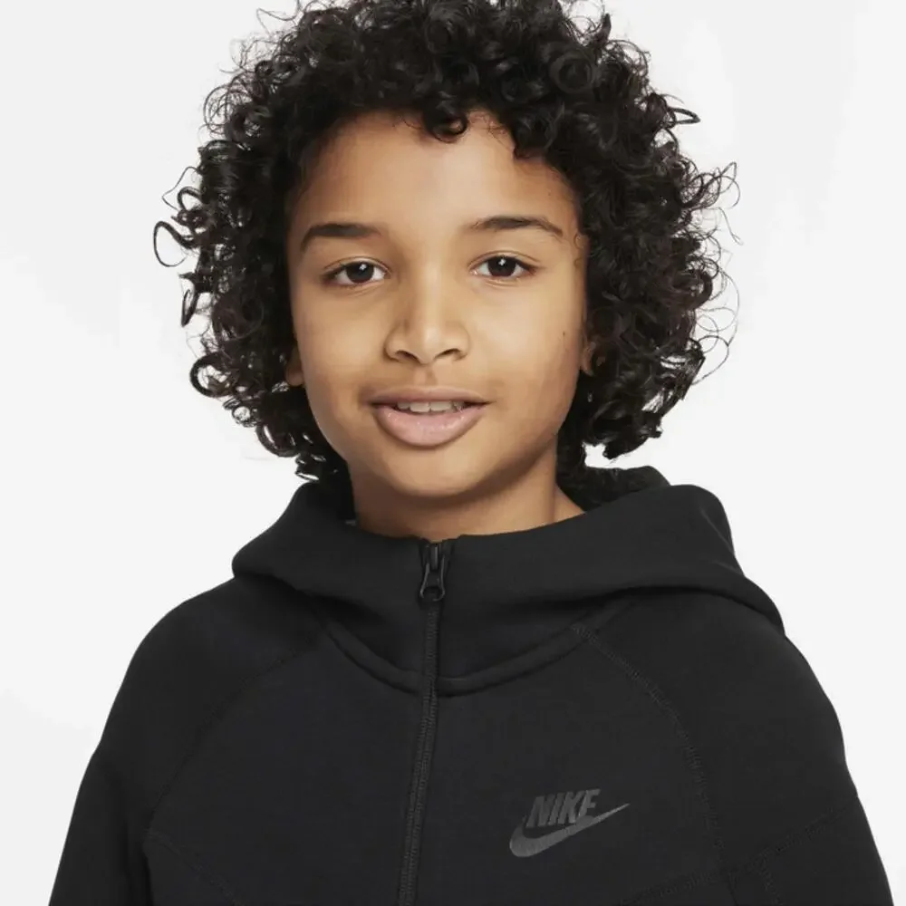 Nike Sportswear Tech Fleece Hoodie Boys XL Black Long Sleeve Full Zip FROG560